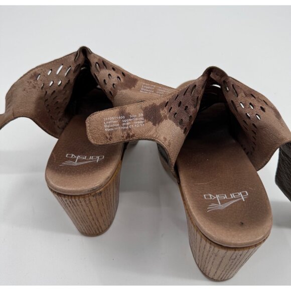 Dansko Danae Perforated  Leather Open-Toe Block Heeled Sandals Size 39 or US 9 - Picture 8 of 11